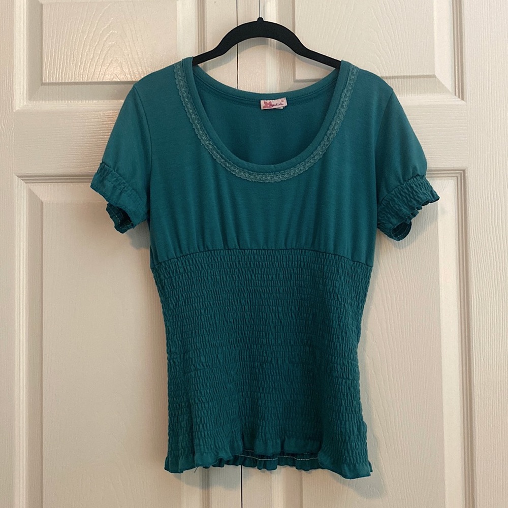 Teal Baby Doll Top with a few snags (pictured) with full elastic stretchy torso